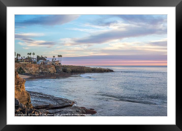 Another Sunset - San Diego Coast Framed Mounted Print by Joseph S Giacalone