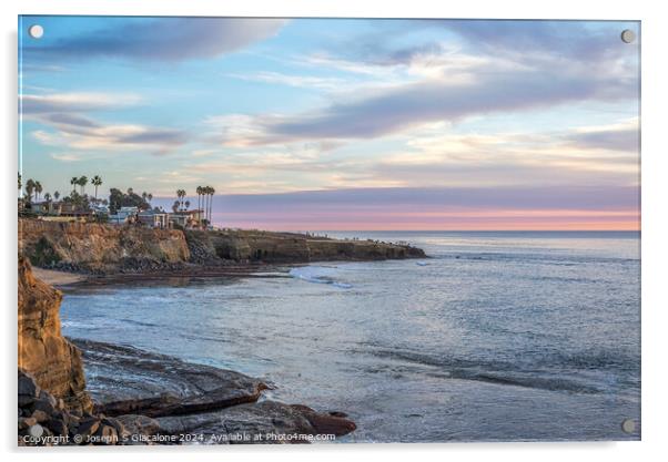 Another Sunset - San Diego Coast Acrylic by Joseph S Giacalone