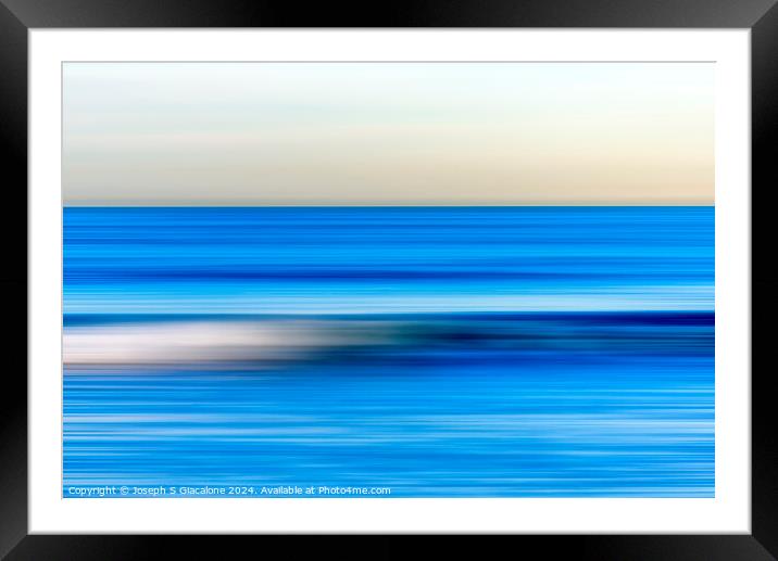 Blue Waves Coastal Abstract Framed Mounted Print by Joseph S Giacalone