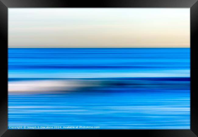 Blue Waves Coastal Abstract Framed Print by Joseph S Giacalone