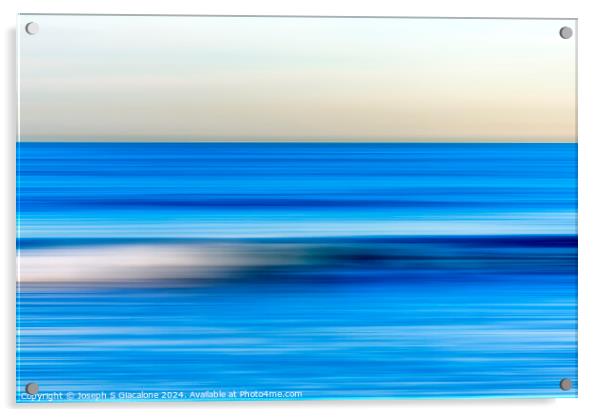 Blue Waves Coastal Abstract Acrylic by Joseph S Giacalone