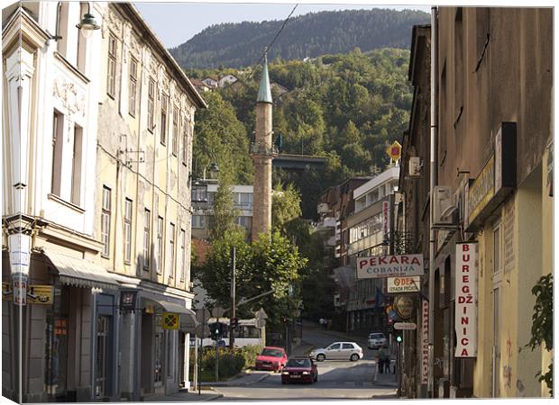 MOSQUE IN SARAJEVO NARROW STREET Canvas Print by radoslav rundic