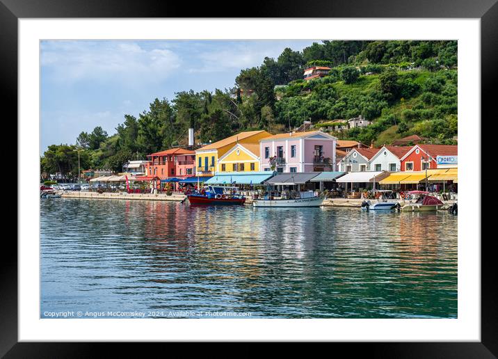 Colourful waterfront of Katakolon, Greece Framed Mounted Print by Angus McComiskey
