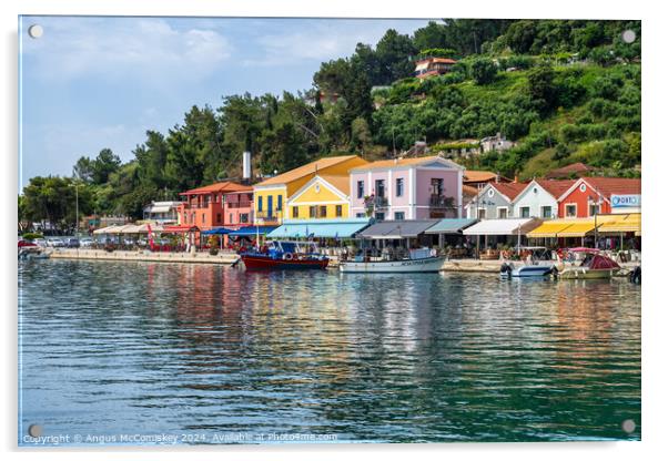 Colourful waterfront of Katakolon, Greece Acrylic by Angus McComiskey