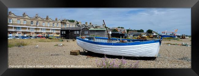 Aldeburgh Beach and Town Suffolk Framed Print by Diana Mower