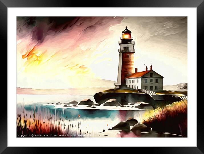 Majestic lighthouse - GIA-2309-1080 - OIL Framed Mounted Print by Jordi Carrio
