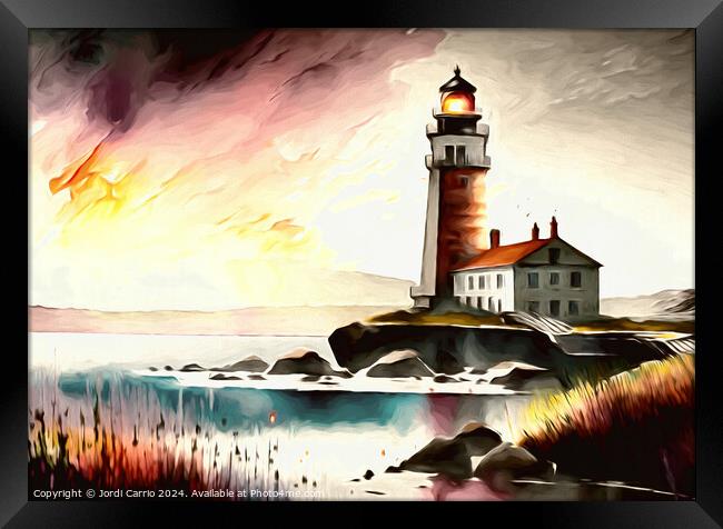 Majestic lighthouse - GIA-2309-1080 - OIL Framed Print by Jordi Carrio