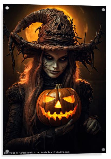 Halloween Witch Acrylic by Harold Ninek