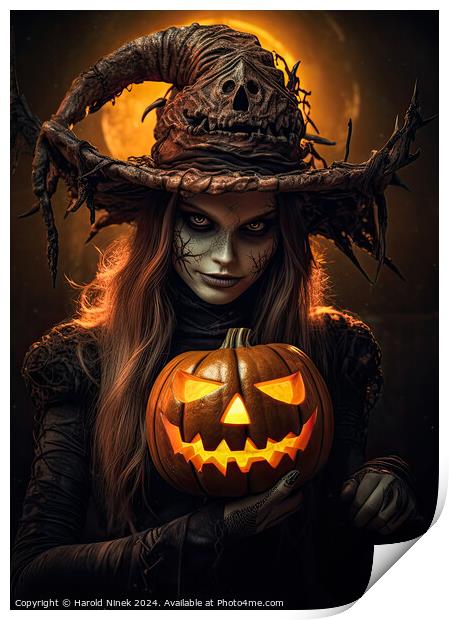 Halloween Witch Print by Harold Ninek