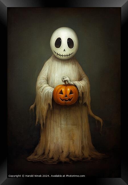 Halloween Ghost Framed Print by Harold Ninek