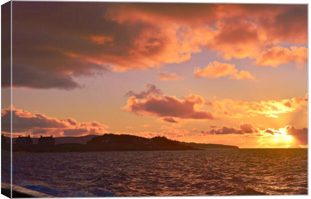 Scottish coastal sunset, Prestwick, Ayrshire Canvas Print by Allan Durward Photography