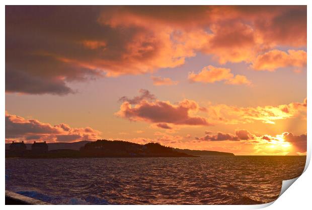 Scottish coastal sunset, Prestwick, Ayrshire Print by Allan Durward Photography