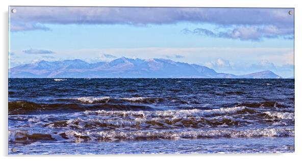 Mountains on Arran viewed from Ayr Acrylic by Allan Durward Photography