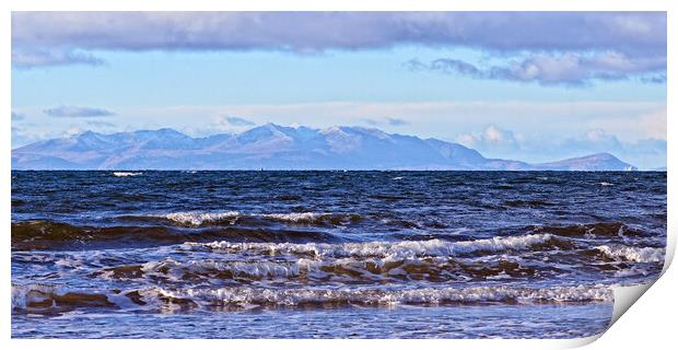 Mountains on Arran viewed from Ayr Print by Allan Durward Photography