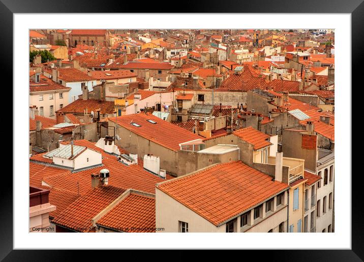 Perpignan Rooftops Framed Mounted Print by David Hare