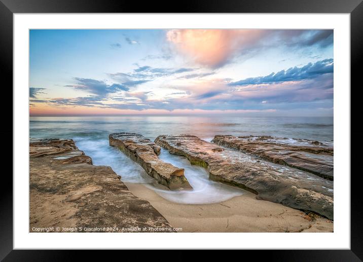 Reef Sunrise - La Jolla Coast Framed Mounted Print by Joseph S Giacalone