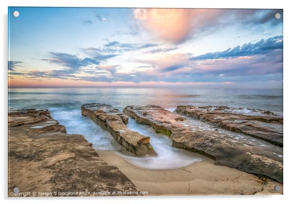 Reef Sunrise - La Jolla Coast Acrylic by Joseph S Giacalone