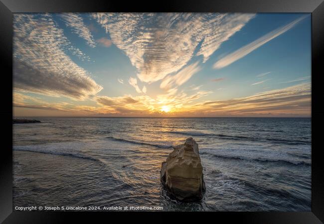 Ruffled Clouds Sunset - San Diego Coast Framed Print by Joseph S Giacalone