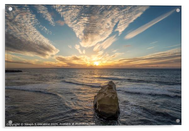 Ruffled Clouds Sunset - San Diego Coast Acrylic by Joseph S Giacalone