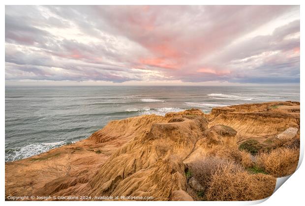 Pink Clouds Sunrise - San Diego Coast Print by Joseph S Giacalone