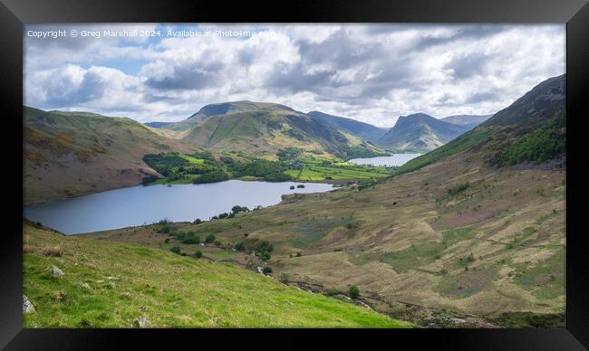 View of Crummock Water and Buttermere The Lake Dis Framed Print by Greg Marshall