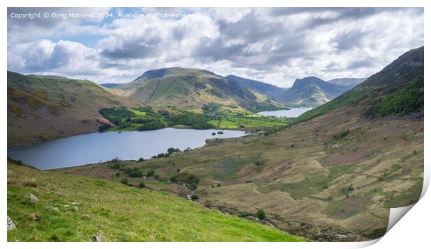 View of Crummock Water and Buttermere The Lake Dis Print by Greg Marshall