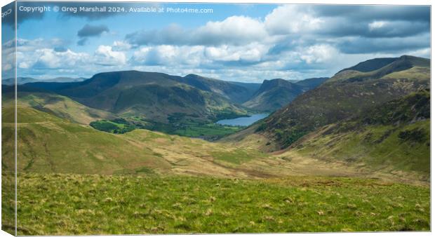 View of Crummock Water and Buttermere The Lake Dis Canvas Print by Greg Marshall