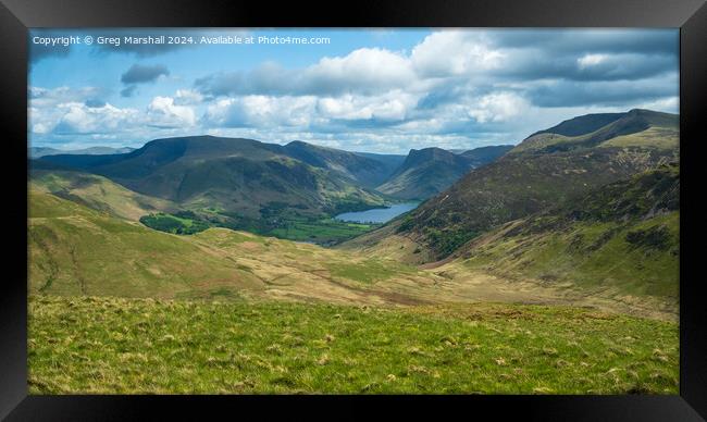 View of Crummock Water and Buttermere The Lake Dis Framed Print by Greg Marshall