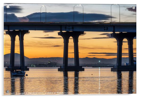 Coronado Bridge Sunrise Acrylic by Joseph S Giacalone