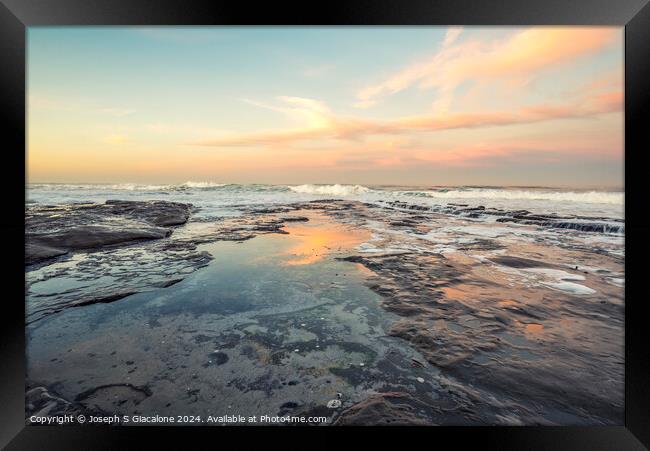 Sunrise Reflection - La Jolla Coastline Framed Print by Joseph S Giacalone