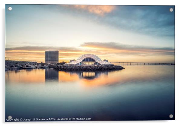 Rady Shell At Sunrise - San Diego Harbor Acrylic by Joseph S Giacalone