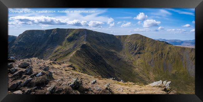 Helvellyn Panorama lake District Framed Print by Greg Marshall