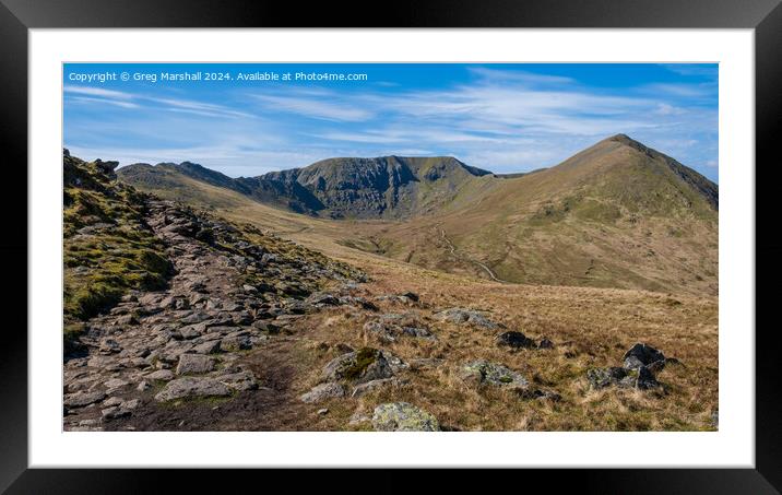 Helvellyn Catstye Cam Panorama lake District Framed Mounted Print by Greg Marshall