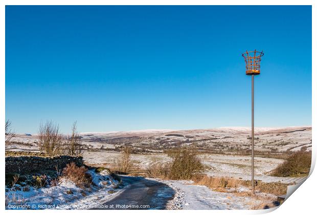 Towards Middleton from a snowy Bail Hill, Teesdale Print by Richard Laidler