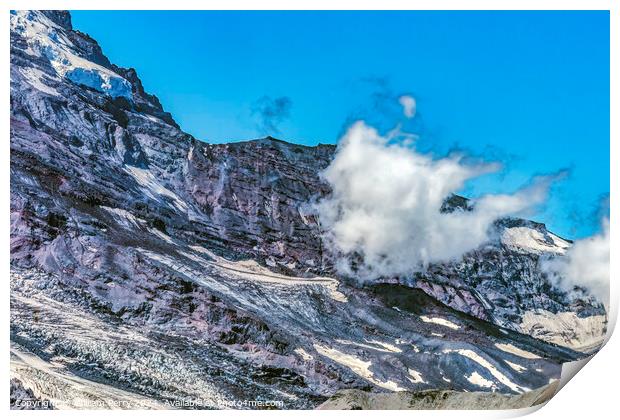 Mount Rainier Close Clouds Crystal Mountain Washington Print by William Perry