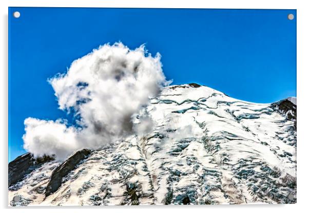 Mount Rainier Close Clouds Crystal Mountain Washington Acrylic by William Perry