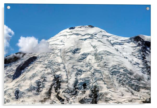 Mount Rainier Close Clouds Crystal Mountain Lookout Washington Acrylic by William Perry