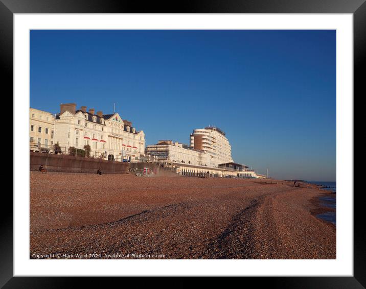 St Leonards Beach in East Sussex. Framed Mounted Print by Mark Ward