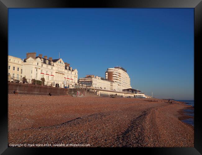 St Leonards Beach in East Sussex. Framed Print by Mark Ward