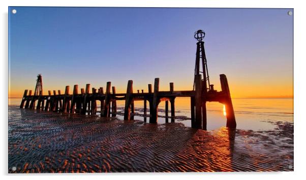 St Anne's Pier Jetty Sunset Acrylic by Michele Davis