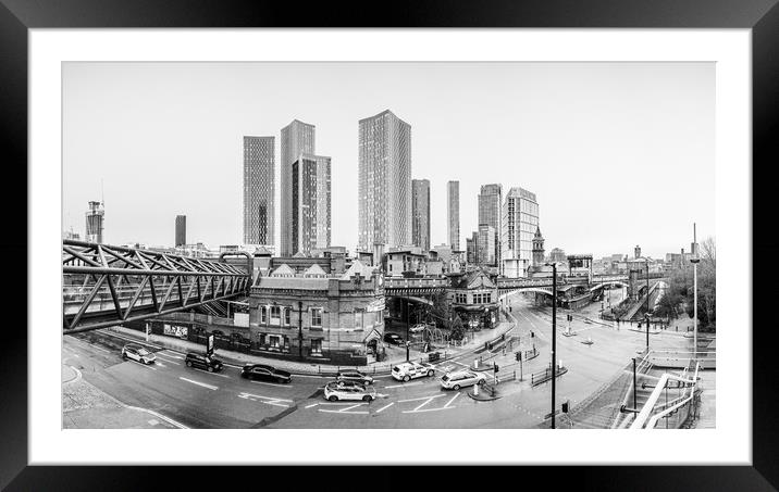 Deansgate panorama in black and white Framed Mounted Print by Jason Wells