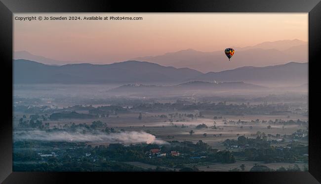 Sunrise balloon flight over Chiang Mai Framed Print by Jo Sowden