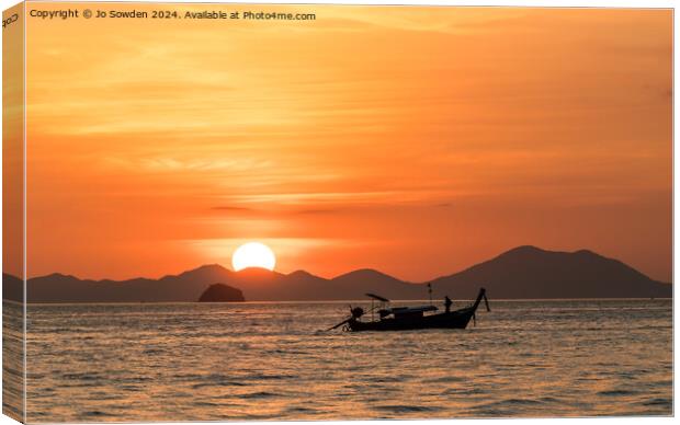 Sunset at Ao Nang, Thailand Canvas Print by Jo Sowden