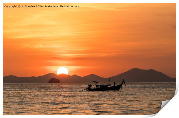 Sunset at Ao Nang, Thailand Print by Jo Sowden