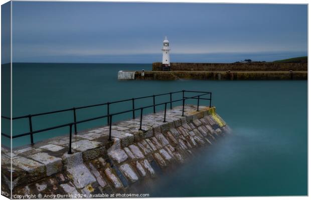 Mevagissey Lighthouse LE.   Canvas Print by Andy Durnin