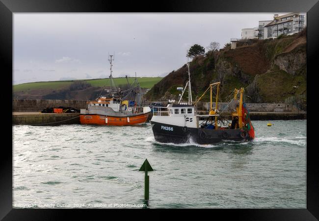 Trawlers at Mevagissey Harbour Framed Print by Andy Durnin