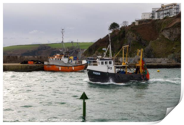 Trawlers at Mevagissey Harbour Print by Andy Durnin