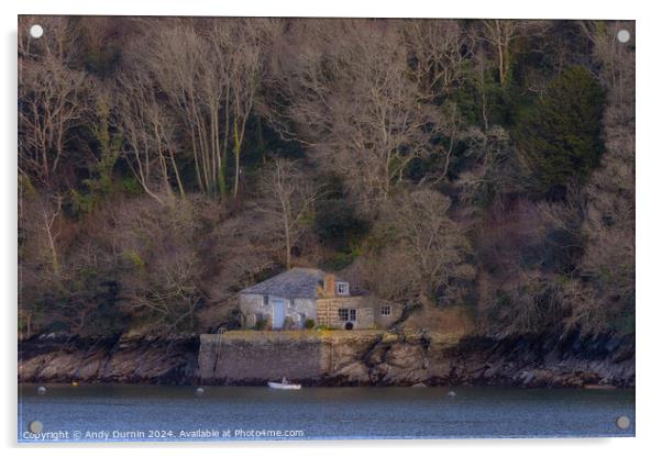 River Fowey Cottage Acrylic by Andy Durnin