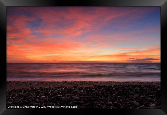 Beach sunrise. Framed Print by Drew Watson