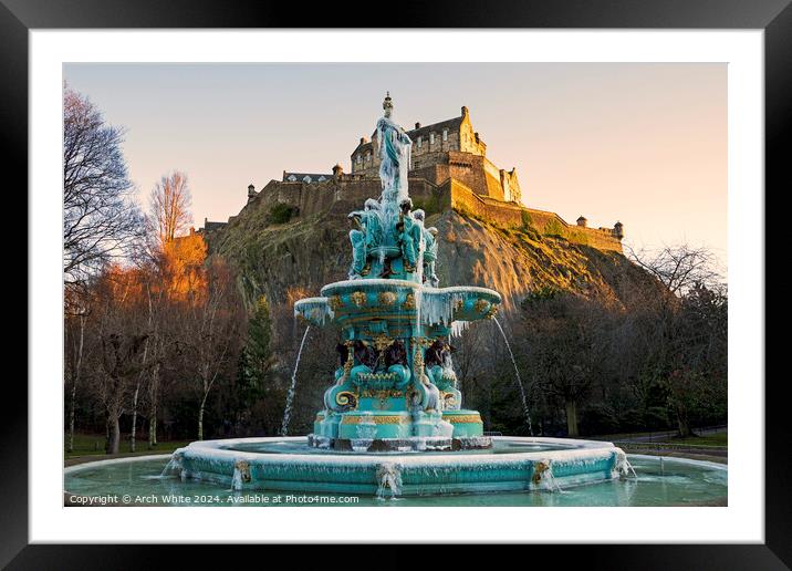 Frozen Ross Fountain,  Edinburgh, Scotland Framed Mounted Print by Arch White